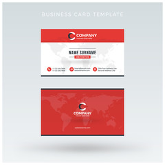 Double-sided Red Business Card Template. Vector Illustration. Stationery Design