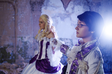 Couple in historical costumes, image for the carnival, portrait