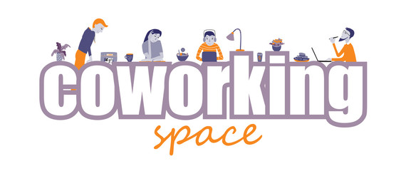 Coworking space text vector concept