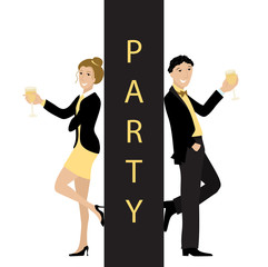 Party concept line cartoon style vector