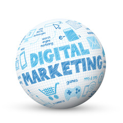 DIGITAL MARKETING Vector Sketch Notes on Spherical Icon