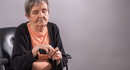 Old woman with her cane