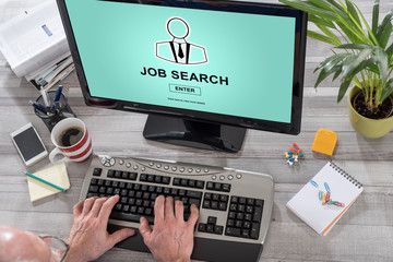 Job search concept on a computer