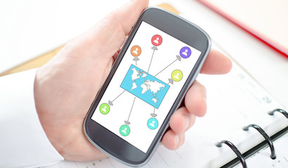 Global connection concept on a smartphone