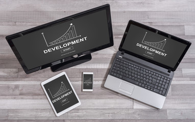 Business development concept on different devices