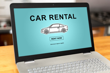Car rental concept on a laptop