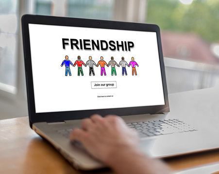 Friendship concept on a laptop