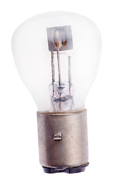 incandescent electric lamp with three electrodes on white