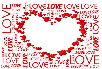 Heart set of small red hearts with white background