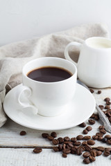Black coffee in a white cup