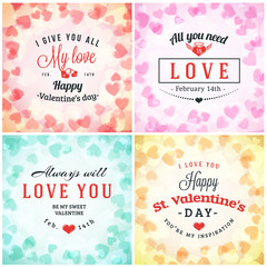 Valentines Day Greeting Card or Poster Design Template. Vintage Typographic Design and Abstract Vector Background. Happy Valentines Day Background