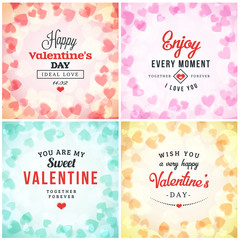 Valentines Day Greeting Card or Poster Design Template. Vintage Typographic Design and Abstract Vector Background. Happy Valentines Day Background