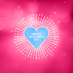 Decorative Circle Flat Line Happy Valentines Day Card. Vector Design Elements for Greeting Card or Poster.