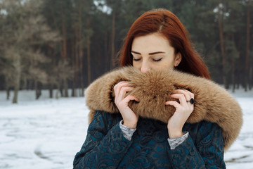 girl in the winter forest
