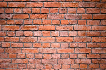 red brick wall, urban exterior weathered surface as background