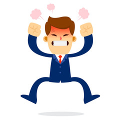 Businessman Jump in Anger