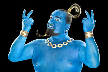Blue genie out of the lamp