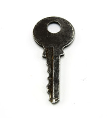 Old key isolated on white background