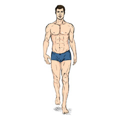 Vector Sketch Fashion Male Model in Underwear