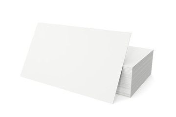 Stack of blank business card on white background. 3d rendering