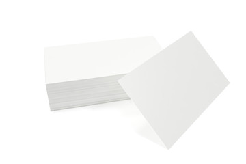 Stack of blank business card on white background. 3d rendering