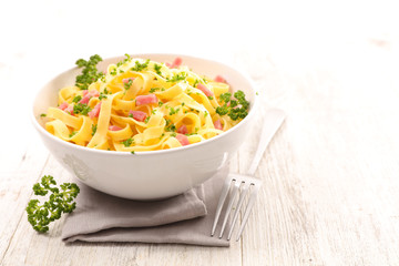 tagliatelle with bacon and parsley