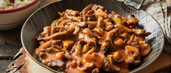 Banner of beef stroganoff food
