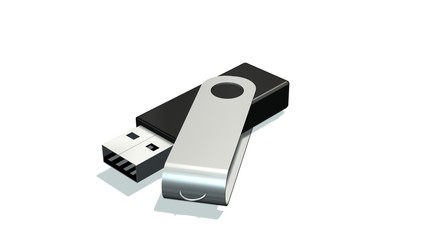 black USB Flash Memory Drives isolated on white
