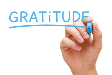 Gratitude Handwritten With Blue Marker