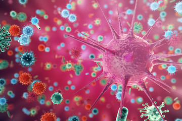 Influenza Virus H1N1. Swine Flu, infect organism, viral disease epidemic. 3d rendering