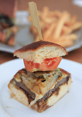 hamburger with fries