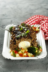 Meat loaf or Falscher Hase, stuffed with hard boiled eggs