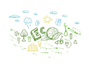 Ecology Energy Sketch Elements Set