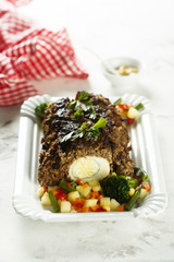 Meat loaf or Falscher Hase, stuffed with hard boiled eggs