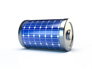 Battery with solar panels