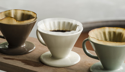 Kits for making fresh coffee in vintage tone