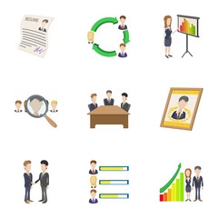 Manager icons set, cartoon style