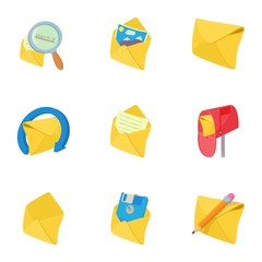Letter icons set, cartoon style