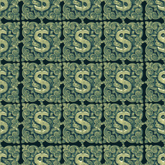 Money Symbol Ornate Seamless Pattern