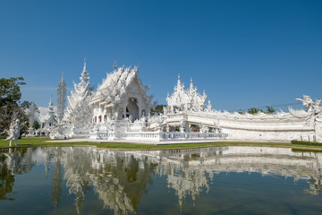 The Buddhist Wat Rong Khun or white temple in Chiang Rai norther