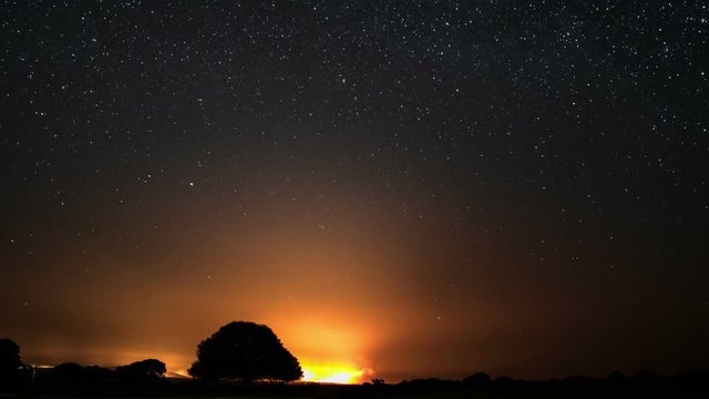 Night sky star timelapse with sunrise