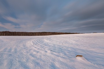 Colorful winter after sunset landscape