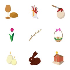 Resurrection of Christ icons set, cartoon style