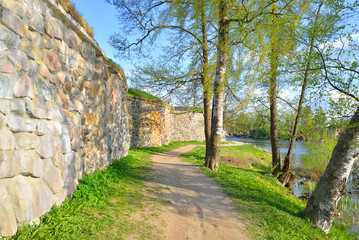 Fototapeta premium Wall of Old Fortress Korela.