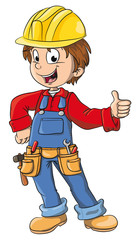 Vektor Illustration eines Jungen im Handwerkerkostüm