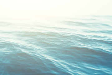 Blue water background with ripples, sea, ocean wave low angle view. Close-up Nature background. Hard focus with selective focus. 3d rendering