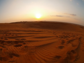 Fototapeta na wymiar Sunset in desert, United Arab Emirates, Dubai