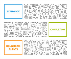 Line concept for teamwork, consulting and counseling clients