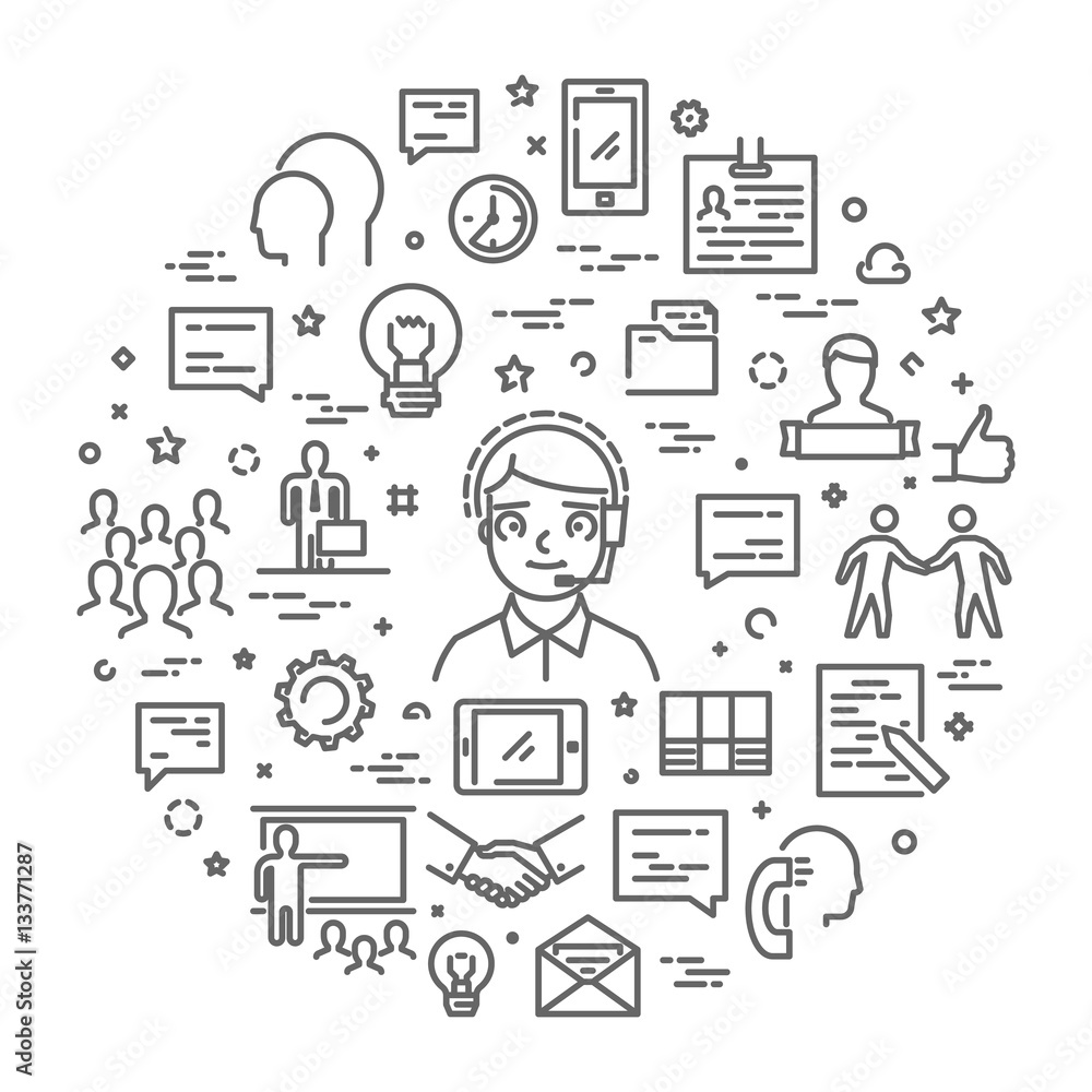 Poster vector line web concept for support