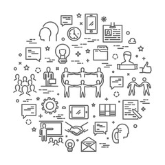 Vector round line concept for teamwork